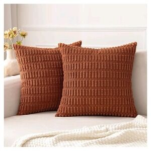 Miulee deep Rust Corduroy Throw Pillow Covers/ Pillowcases 20x20